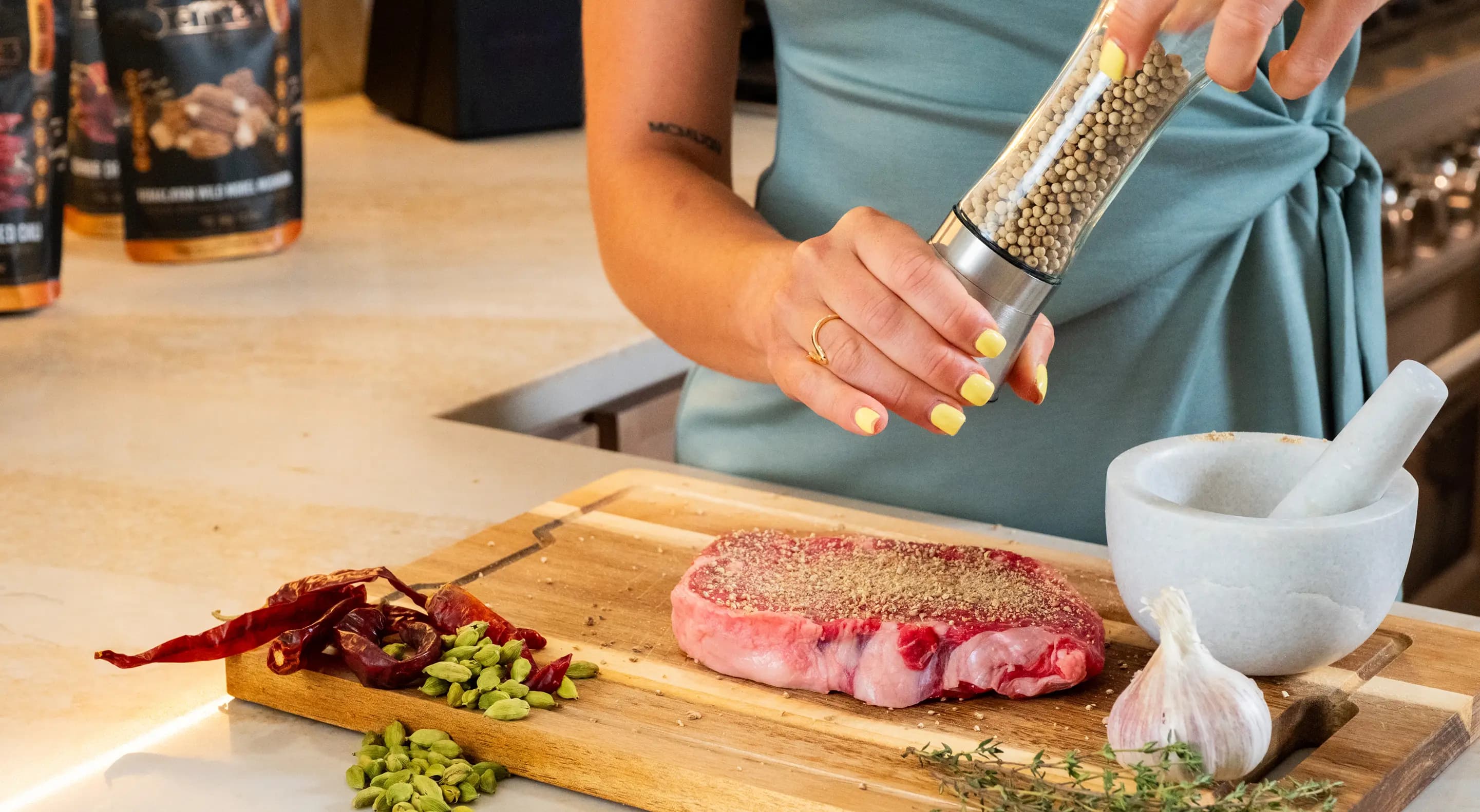 Wide angle shots of the products