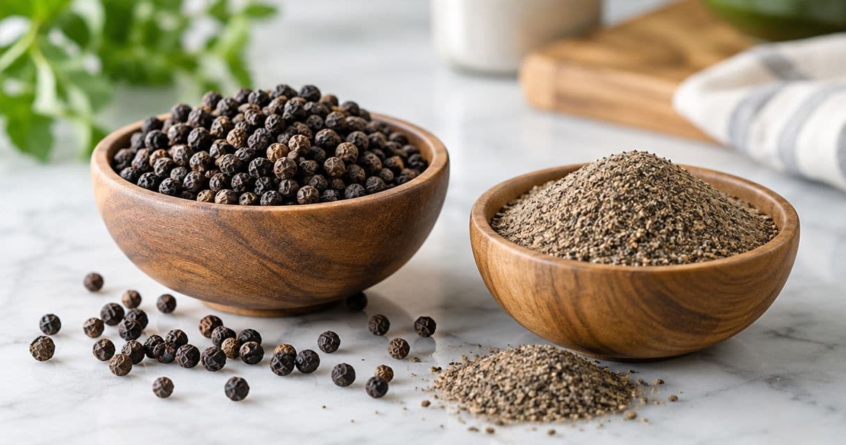 Is whole black pepper stronger than ground black pepper?