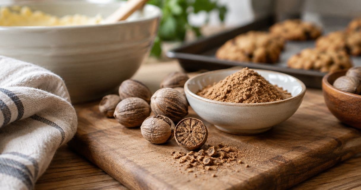 Can whole nutmeg be substituted for ground nutmeg in baking?