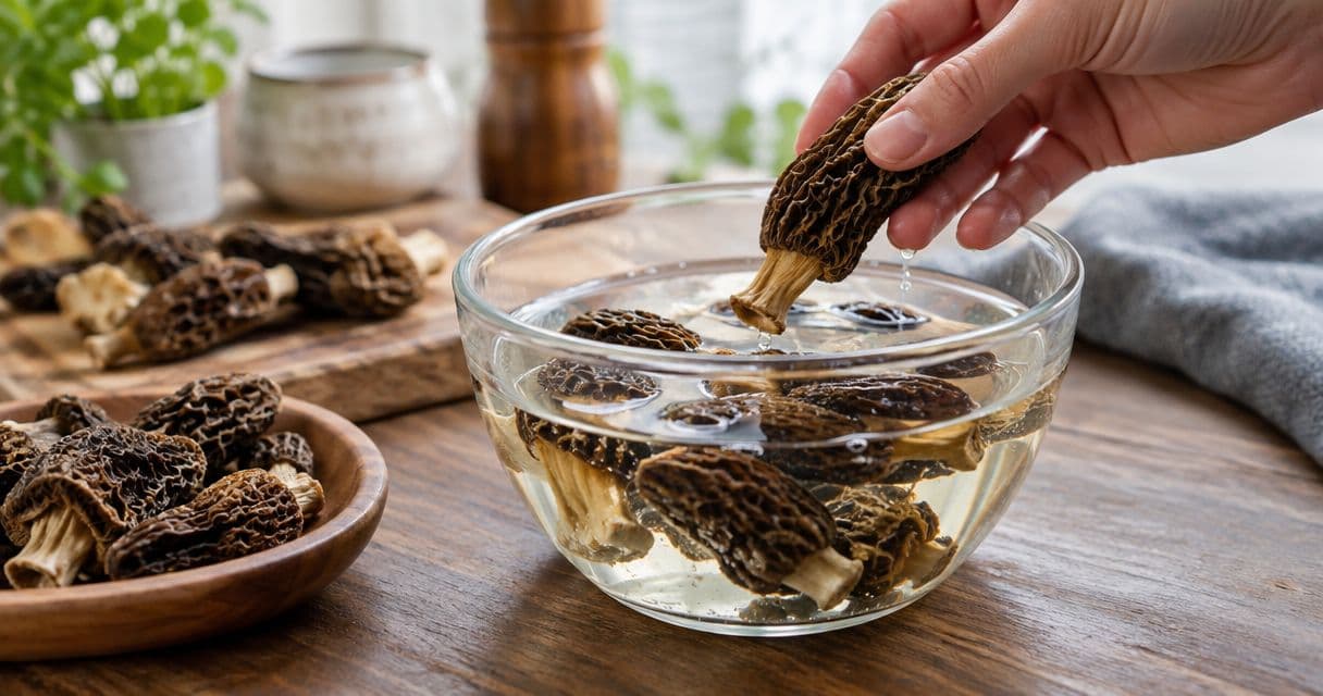 How do you rehydrate dried Himalayan morel mushrooms?