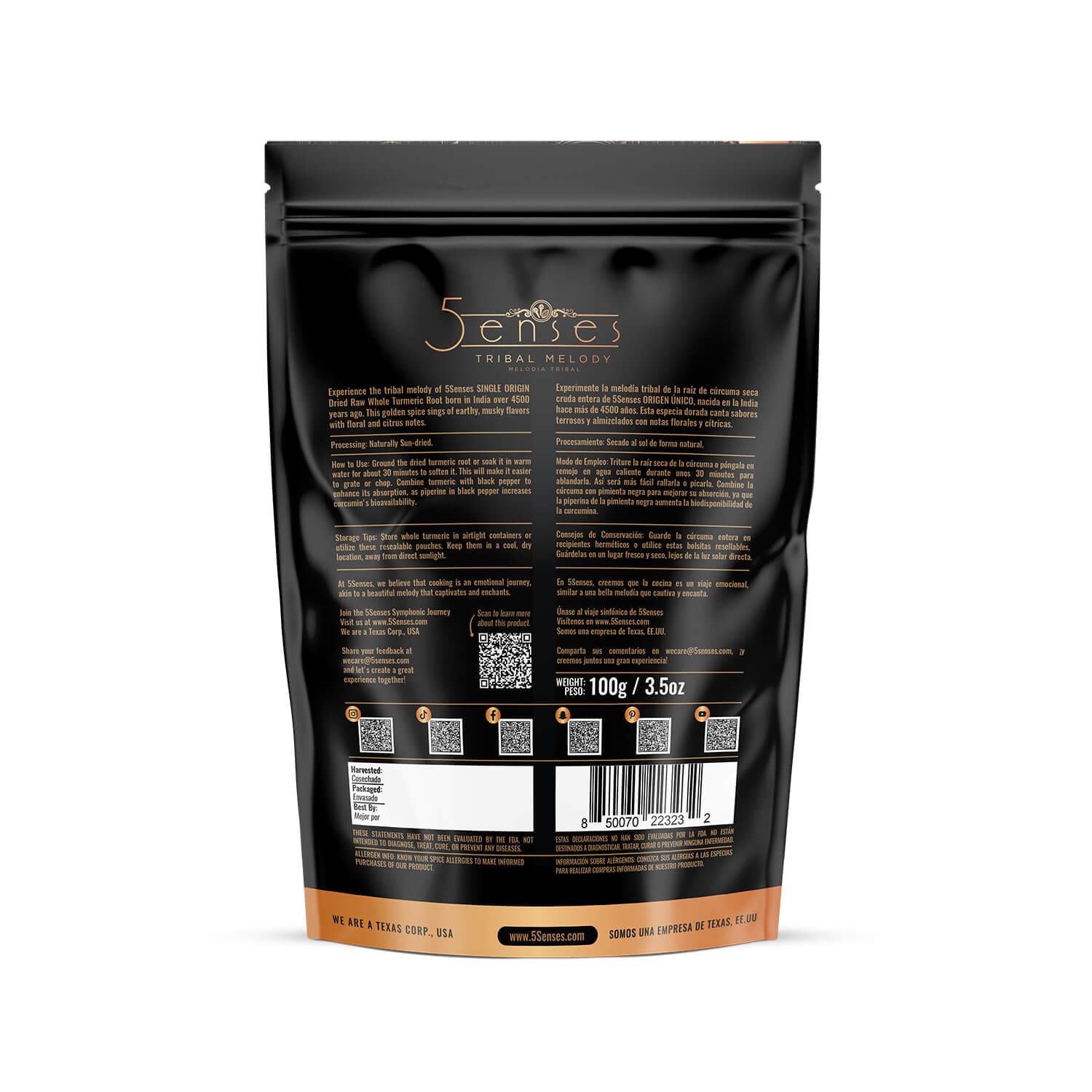 Whole Turmeric Root – Pure & Healing Spice | 5Senses