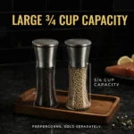 SpiceCare Collection Whole Pepper Mill Set | Professional 304 Brushed Stainless Steel & Glass Grinders (Set of 2) | 200ml Premium Kitchenware - Image 5