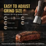 SpiceCare Collection Whole Pepper Mill Set | Professional 304 Brushed Stainless Steel & Glass Grinders (Set of 2) | 200ml Premium Kitchenware - Image 7