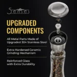 SpiceCare Collection Whole Pepper Mill Set | Professional 304 Brushed Stainless Steel & Glass Grinders (Set of 2) | 200ml Premium Kitchenware - Image 10